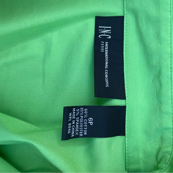 INC International Concepts Women's Kelly Green Tailored Fitted Blouse Size 6 P - Picture 6 of 6